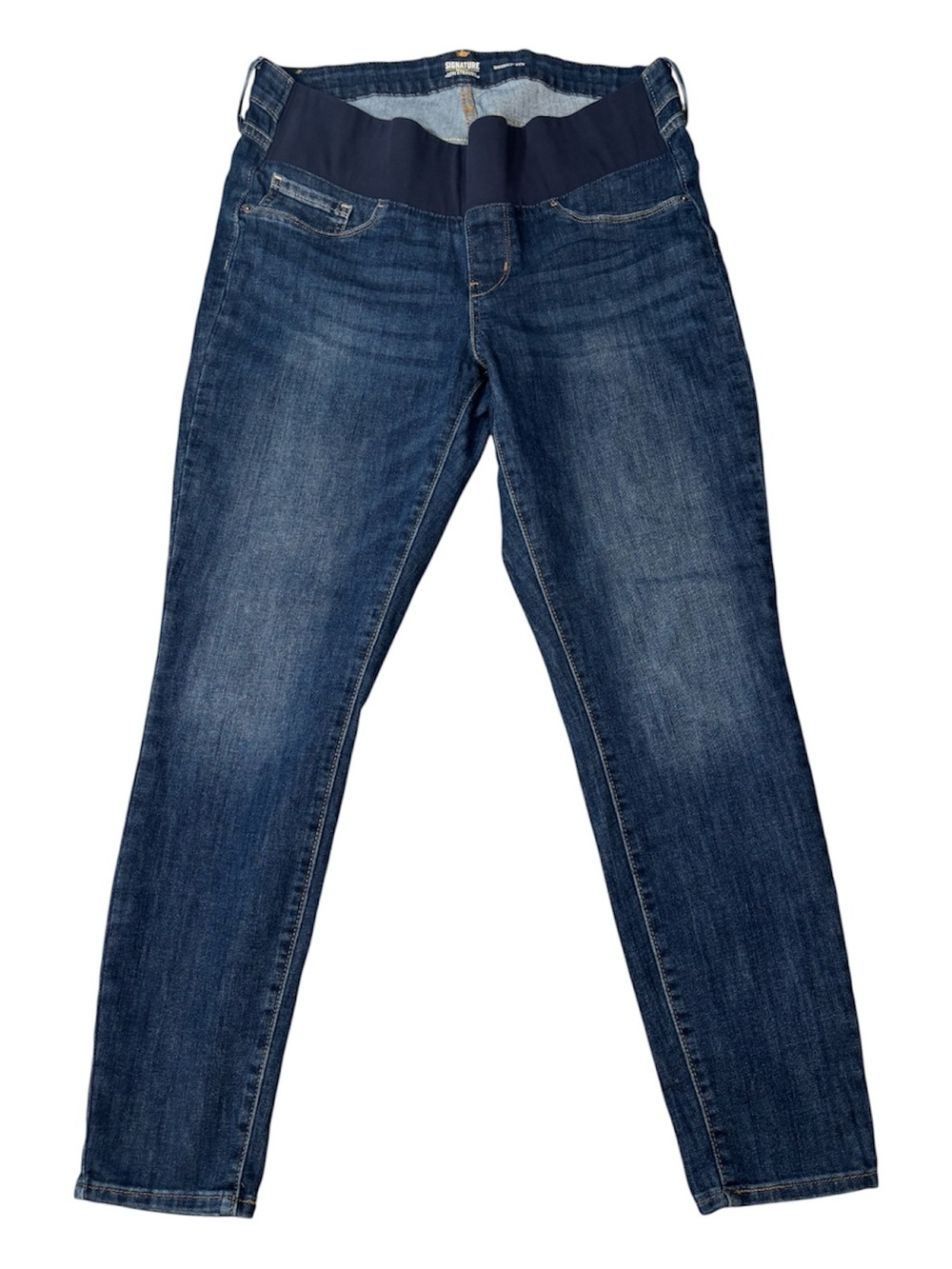 Signature by Levi Strauss Dark Blue Skinny Maternity Jeans, Large, Below Bump